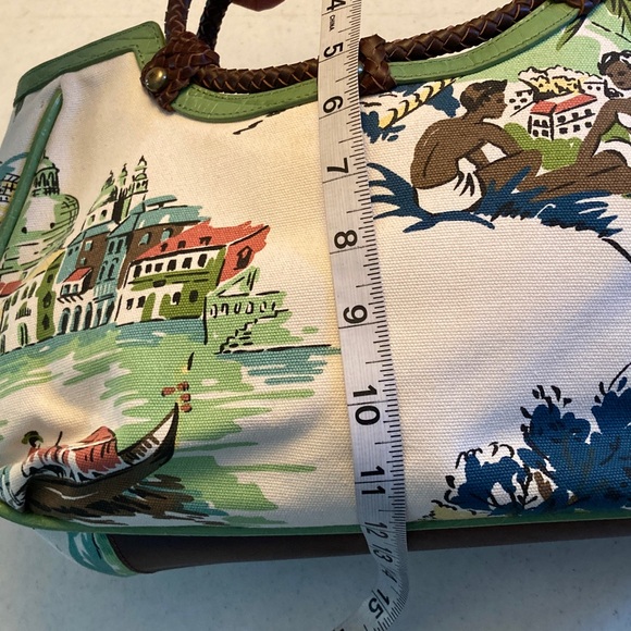 VTG Tommy Hilfiger Scenic Print Satchel with Brown Handles - Picture 10 of 12